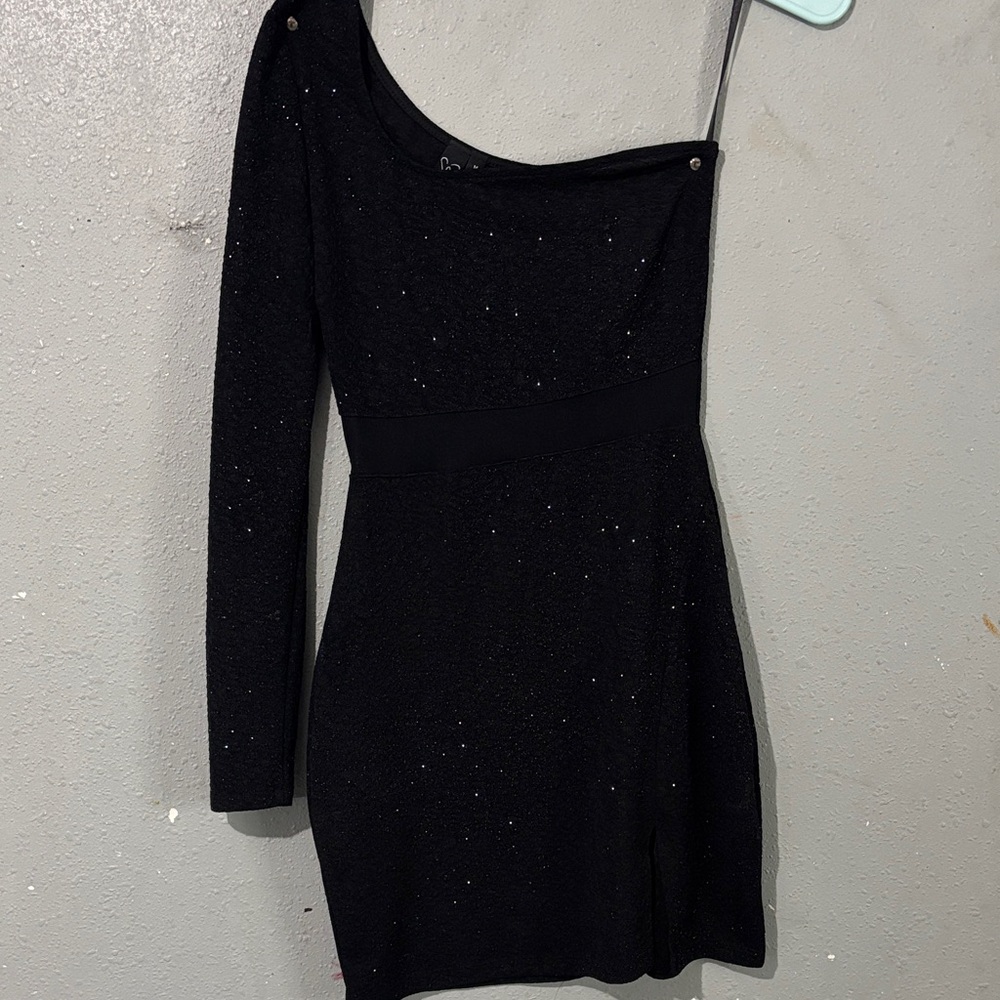Windsor Black One-Shoulder Dress with Sparkle